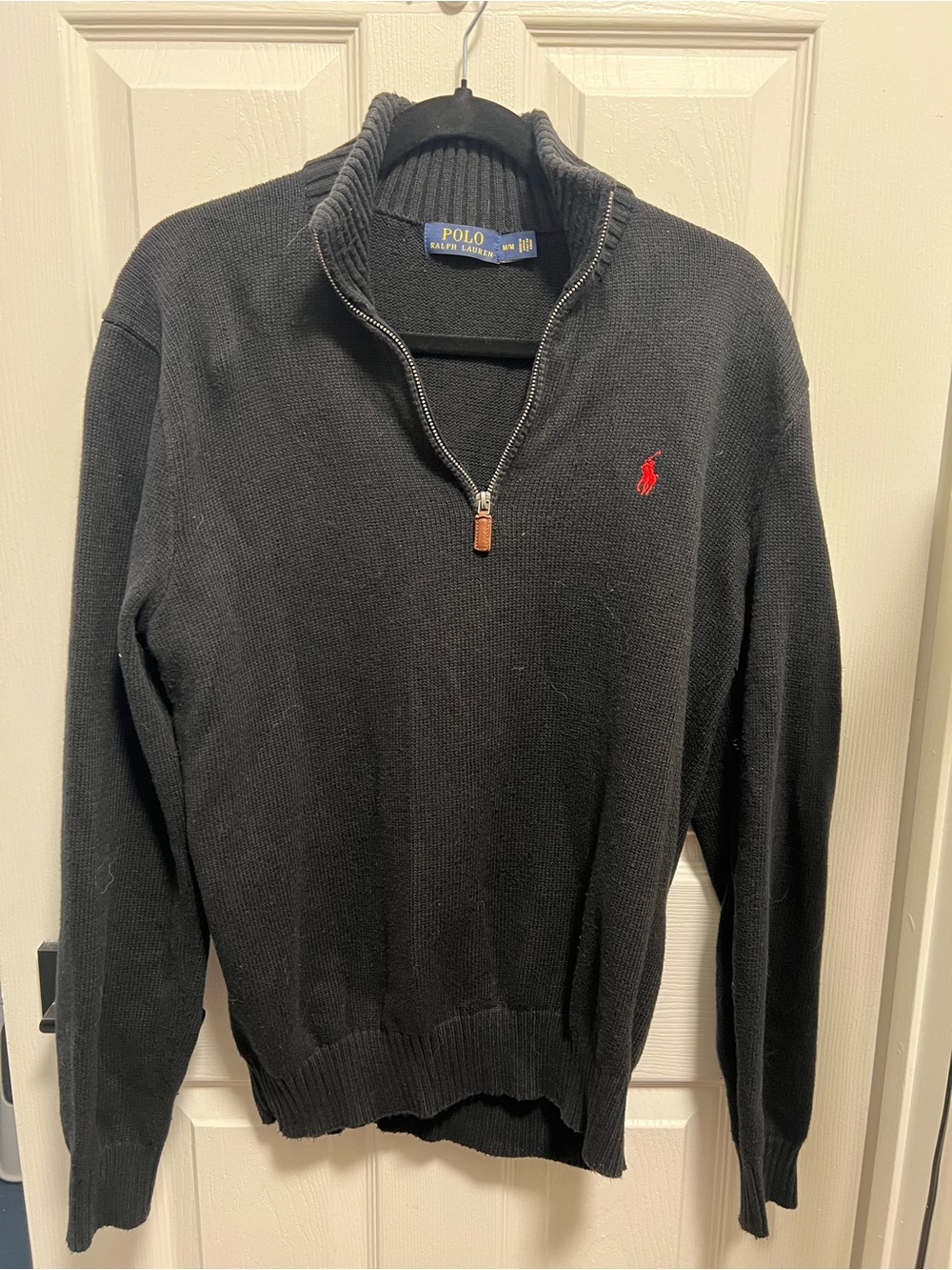 Polo by Ralph Lauren Black Half-Zip Sweater with Red Pony